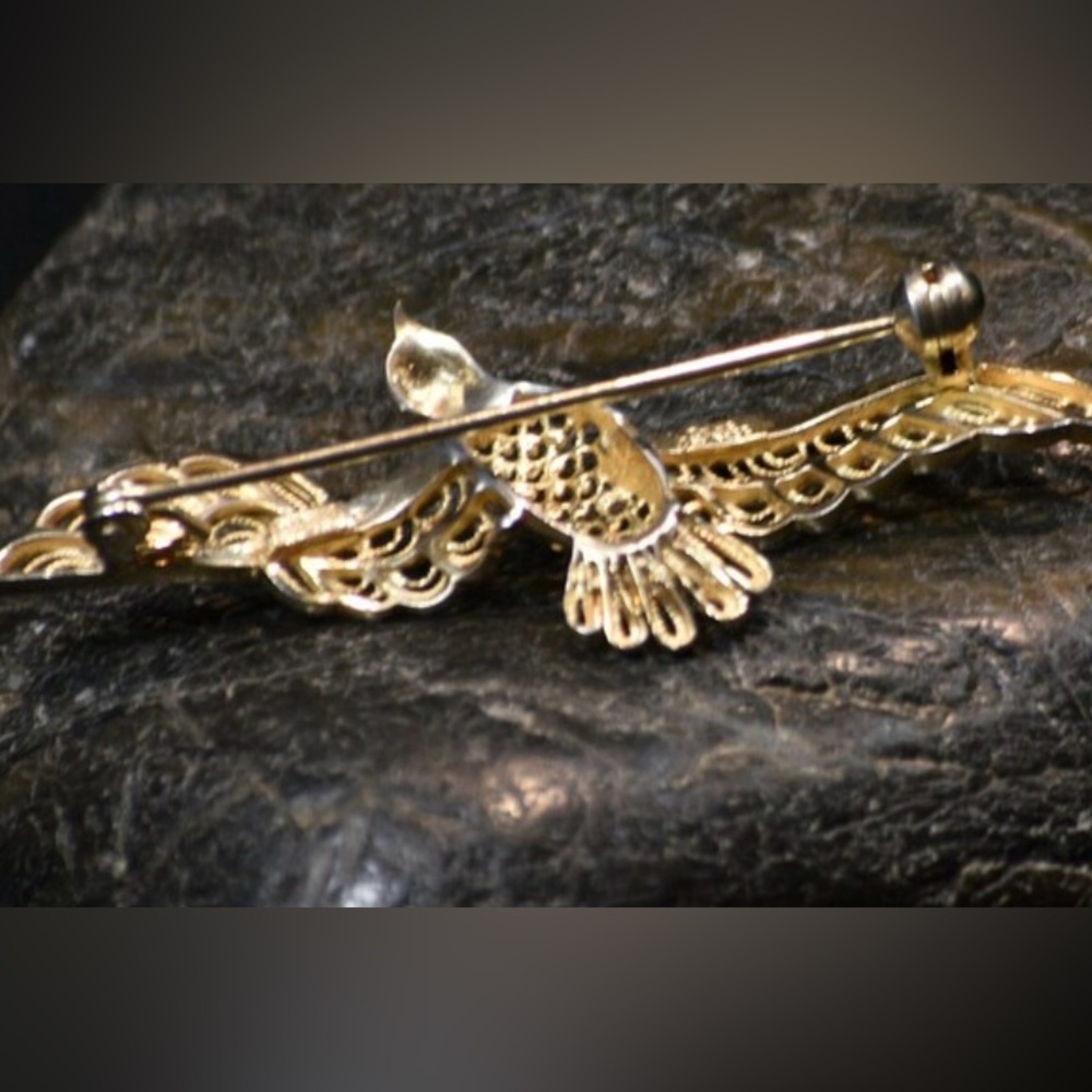 Vintage 1960 filigree seagull silver brooch-RARE - Picture 7 of 13